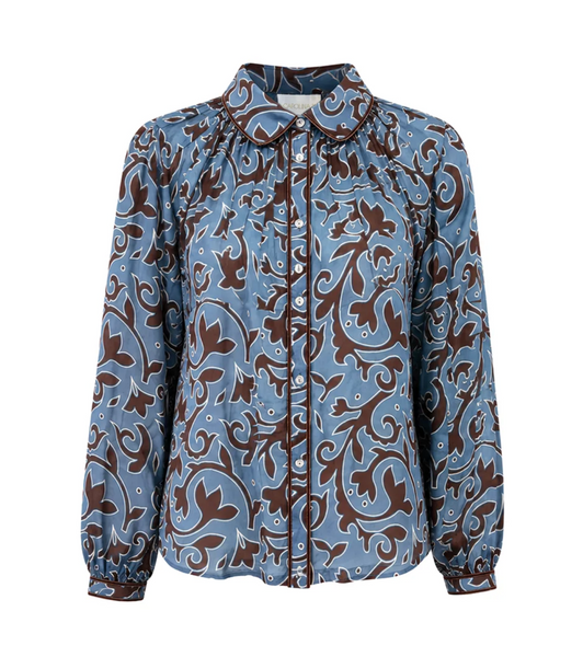 Alice Top Cotton Voile Blue Autumn Vine