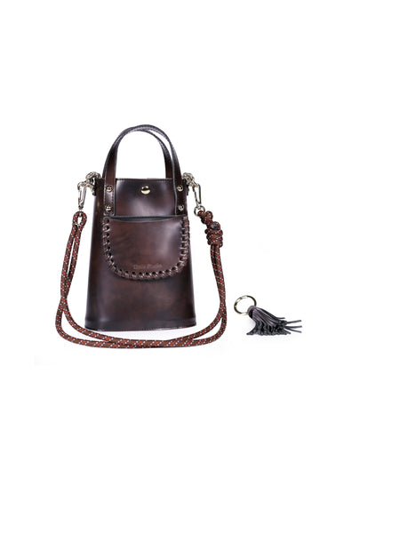 Ame Calf Leather Small Handbag Black Brush
