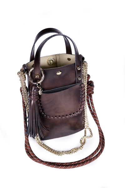 Ame Calf Leather Small Handbag Black Brush