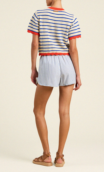 Aurora Short Sleeve Cotton Stripe Cardigan,Trovata - Shopidpearl