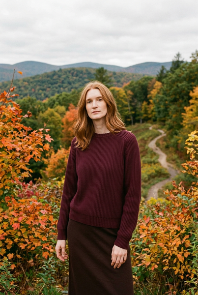 Avery Cotton Crewneck Sweater Fig
