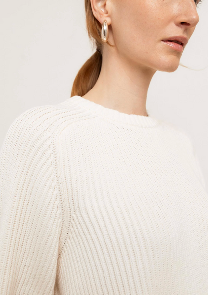 Avery Cotton Crewneck Sweater Gardenia