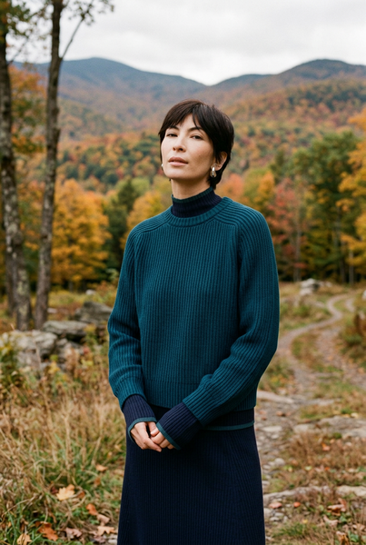 Avery Cotton Crewneck Sweater Teal