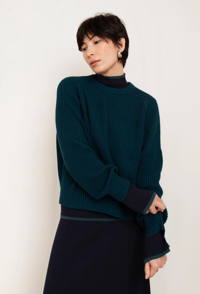 Avery Cotton Crewneck Sweater Teal
