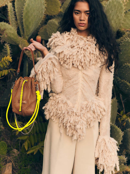 Bibi Blow Lamb Leather Small Bucket Handbag,Craie Studio - Shopidpearl