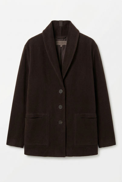 Brown Fleece Button Front Cardigan