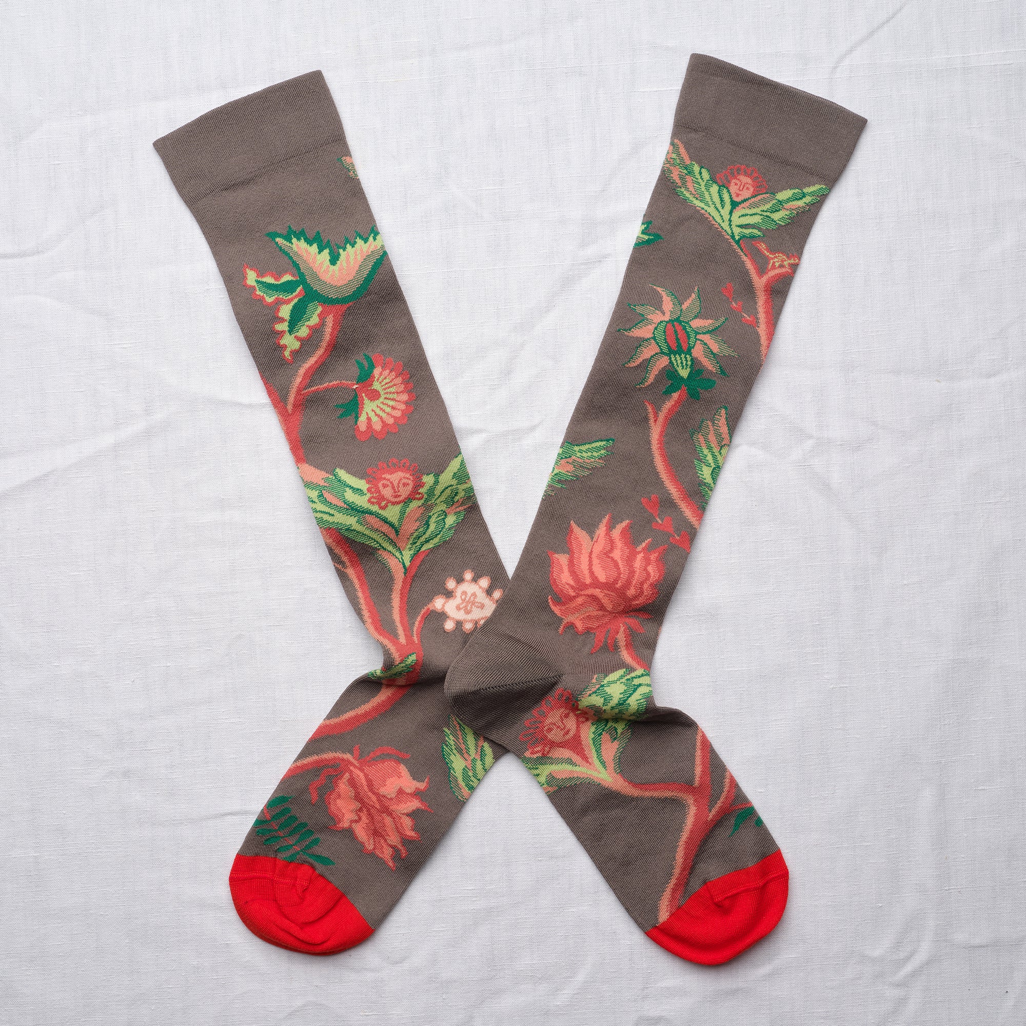 Happy Floral Cotton Knee High Socks
