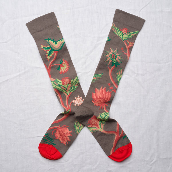 Happy Floral Cotton Knee High Socks