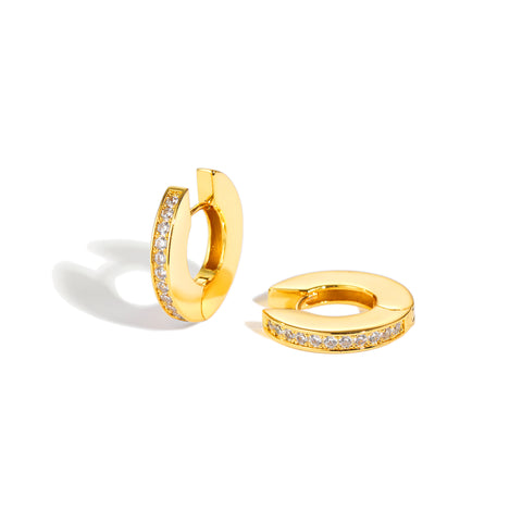 Classicharms Adara Gold Hoop Cubic Zirconia Earrings - shopidPearl