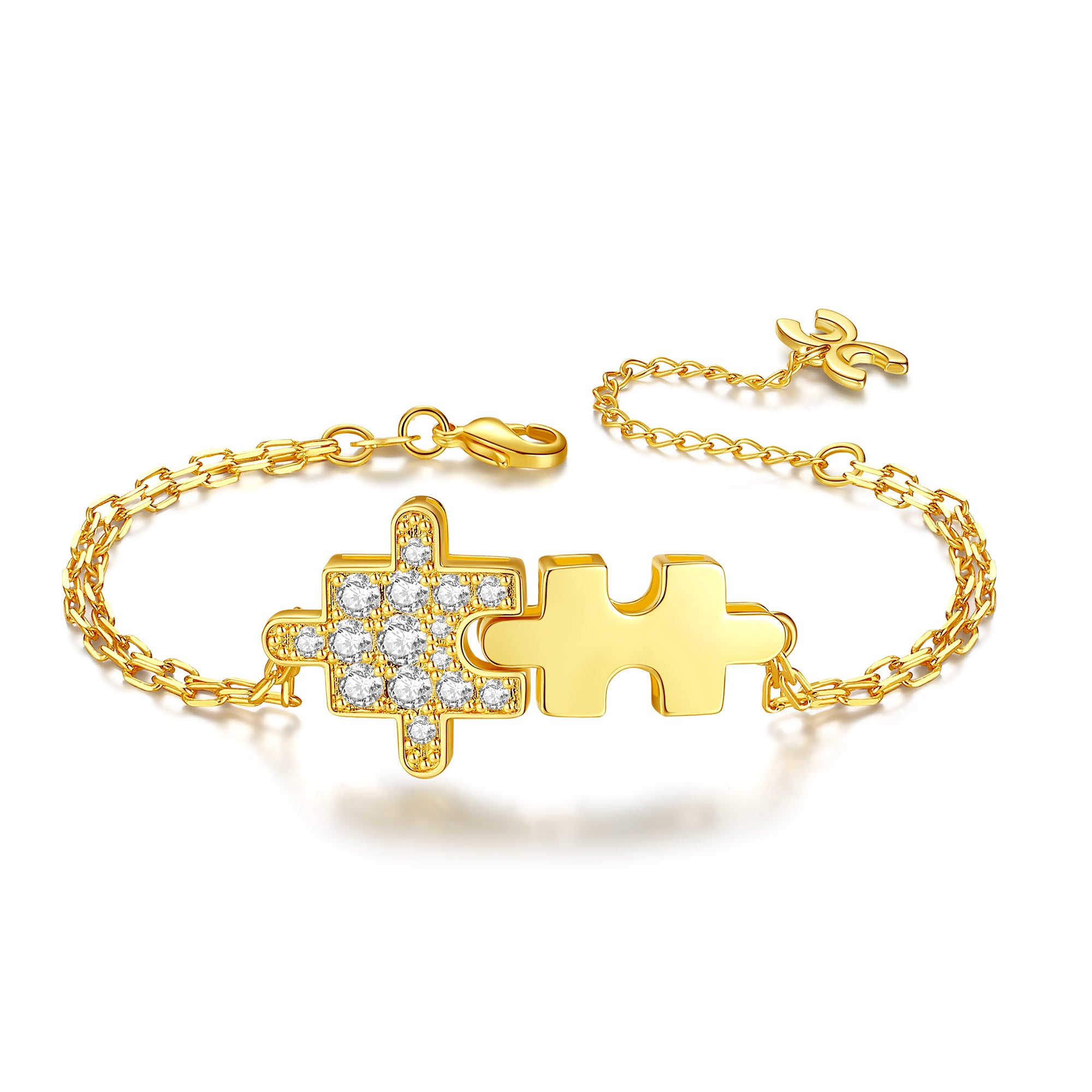 Classicharms Gold Jigsaw Puzzle Bracelet - shopidPearl