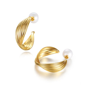 Classicharms Gold Wave Hoop Earrings - shopidPearl