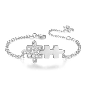 Classicharms Silver Jigsaw Puzzle Bracelet - shopidPearl