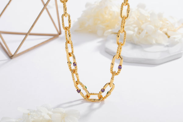 Classicharms Double Colored Zirconia Necklace - shop idPearl