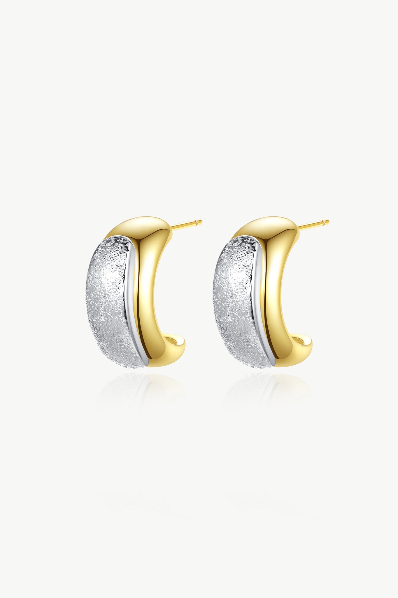 Classicharms Frosted and Matted Texture Two Tone Hoop Earrings - shopidPearl