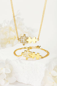Classicharms Gold Jigsaw Puzzle Necklace - shopidPearl