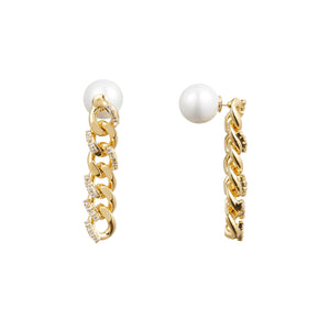 Classicharms Rhinestone Golden Chain Earrings - shop idPearl