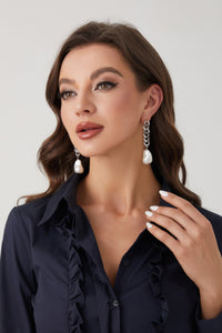 Classicharms Silver Chain Baroque Pearl Drop Earrings - shop idPearl