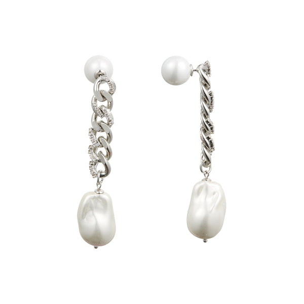 Classicharms Silver Chain Baroque Pearl Drop Earrings - shop idPearl