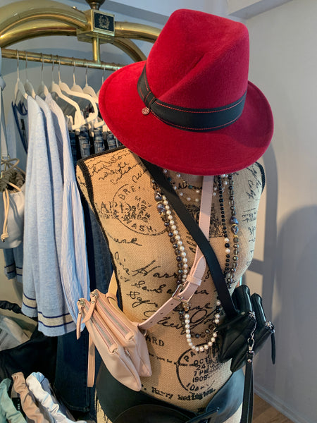 Curt Wine Red Fur Felt Hat,Canadian Hat - Shopidpearl