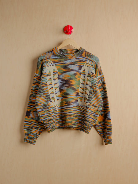 Cone Flower Crew Wool Sweater Storm