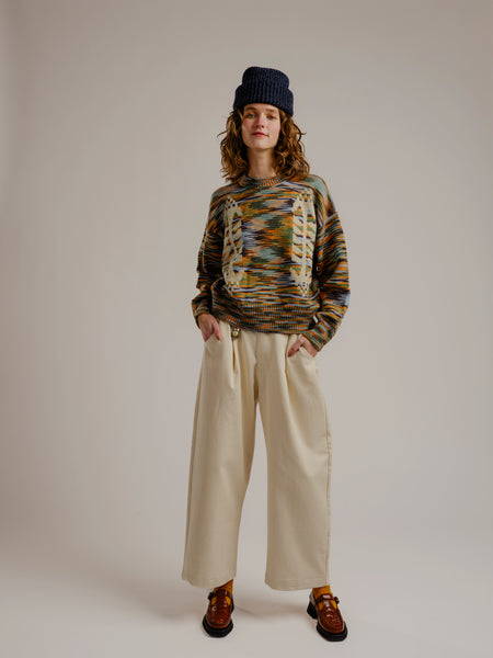 Cone Flower Crew Wool Sweater Storm