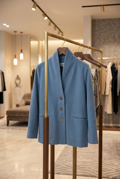 Dusty Blue Fleece Button Front Cardigan