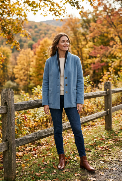 Dusty Blue Fleece Button Front Cardigan