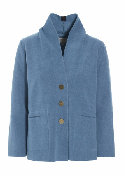 Dusty Blue Fleece Button Front Cardigan