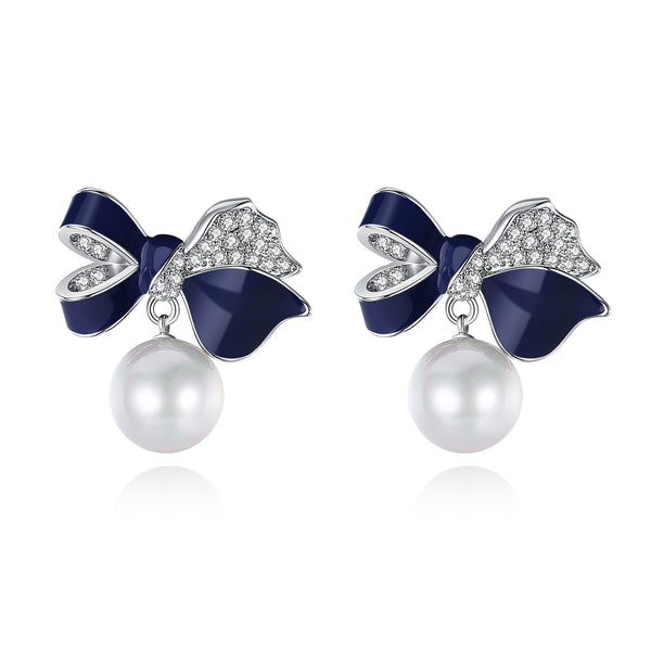 Classicharms Blue Enamel Butterfly Earrings - shopidPearl