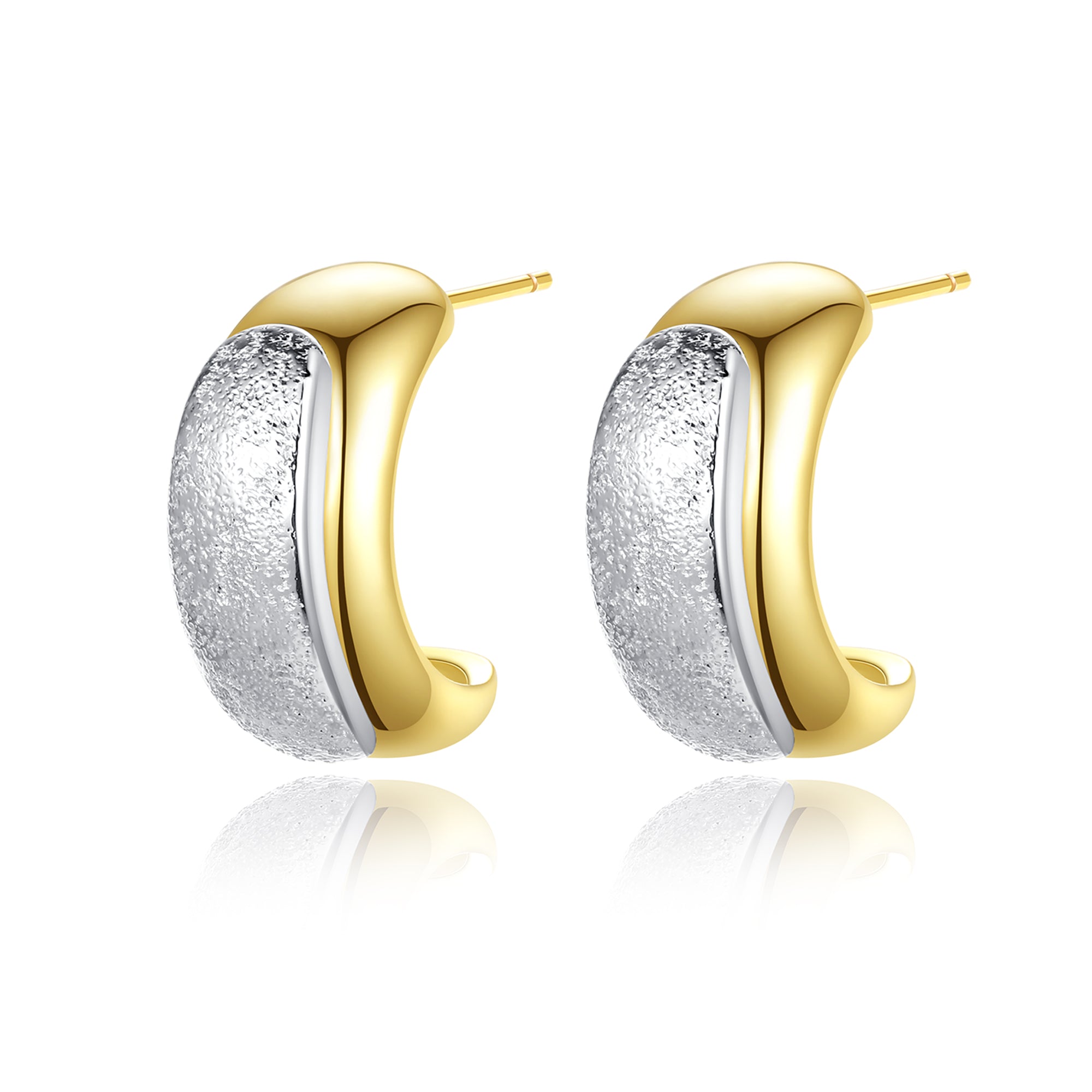 Classicharms Frosted and Matted Texture Two Tone Hoop Earrings - shopidPearl