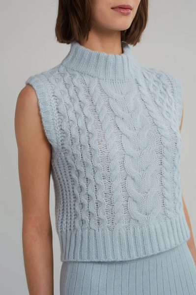 Ada Cable Sweater Vest Powder Blue