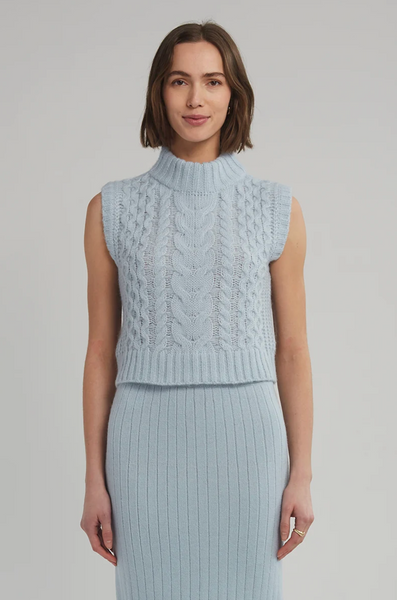 Ada Cable Sweater Vest Powder Blue