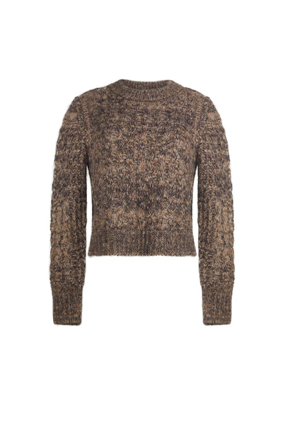 Amara Tweed Crew Sweater Brown