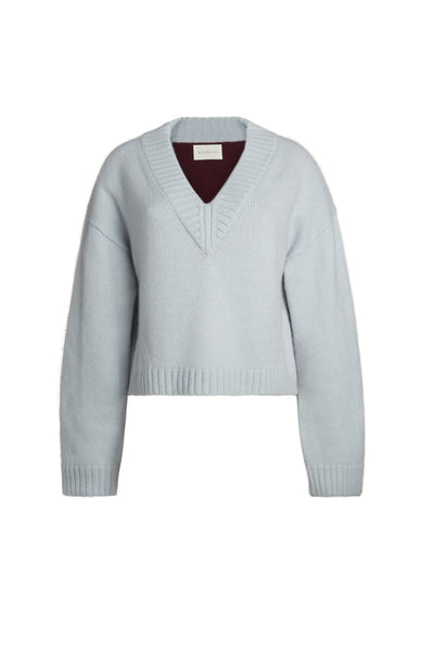 Lora Colorblock Crop Vneck Sweater Blue Merlot