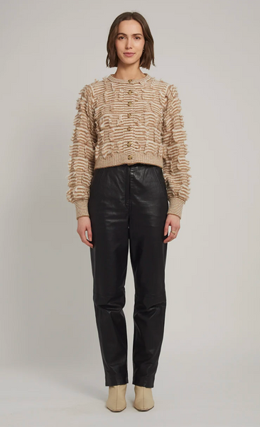 Mina Cardigan Sweater Camel Ivory