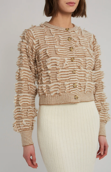 Mina Cardigan Sweater Camel Ivory