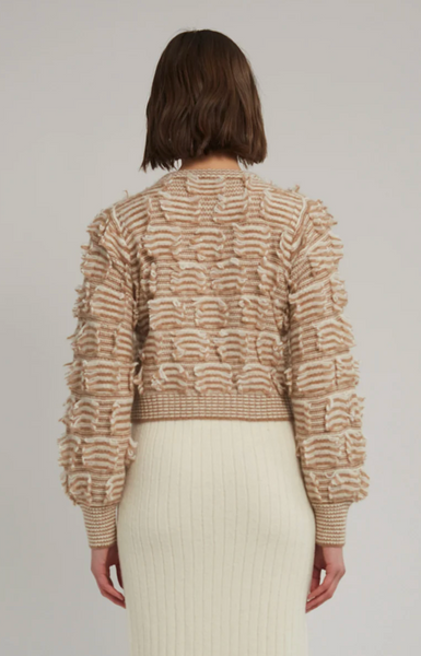 Mina Cardigan Sweater Camel Ivory