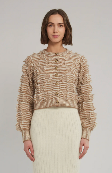 Mina Cardigan Sweater Camel Ivory