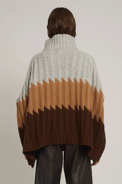 Olivia Poncho Sweater Grey Brown