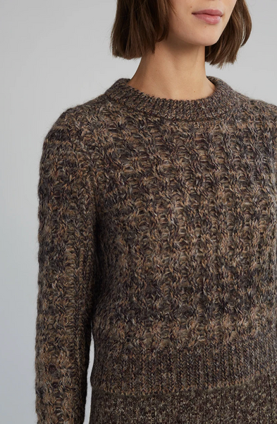 Amara Tweed Crew Sweater Brown