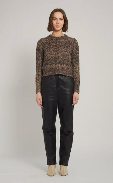 Amara Tweed Crew Sweater Brown