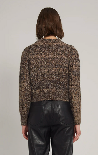 Amara Tweed Crew Sweater Brown