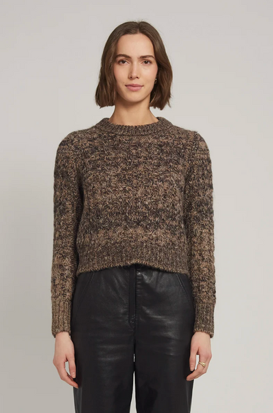 Amara Tweed Crew Sweater Brown