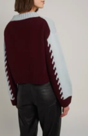 Lora Colorblock Crop Vneck Sweater Blue Merlot
