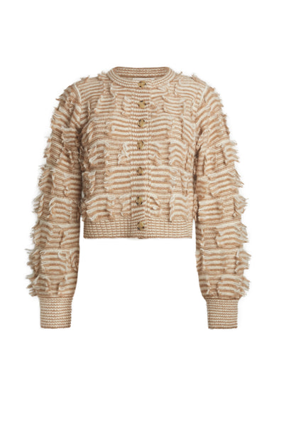 Mina Cardigan Sweater Camel Ivory