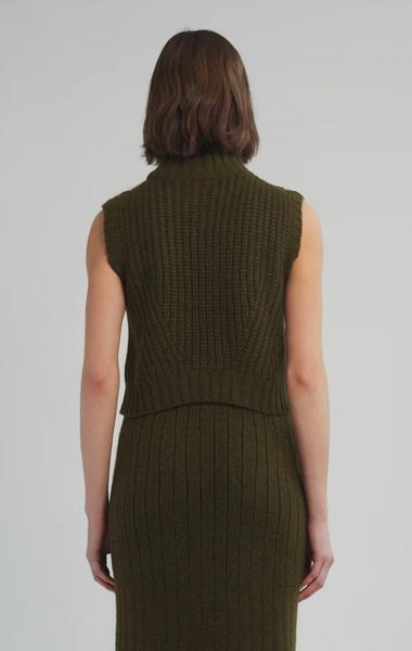 Ada Cable Sweater Vest Olive Green