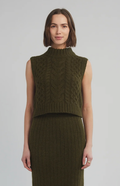 Ada Cable Sweater Vest Olive Green