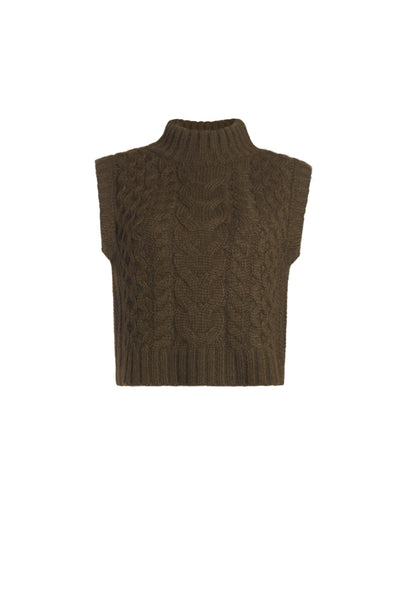 Ada Cable Sweater Vest Olive Green