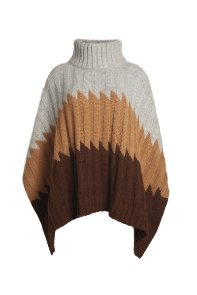 Olivia Poncho Sweater Grey Brown