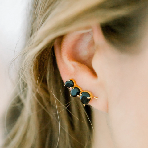 Black Onyx Crawler Earrings